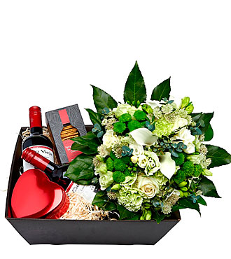 Gift Box w/Bqt, Lime/Gree